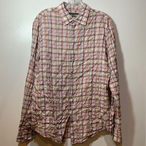 John Varvatos Long Sleeve Button Down Crinkled Dress Shirt M